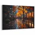 Cozy Autumn Street Wall Art - Evening Stroll in Fall Colors