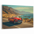Classic Car Coastal Road Wall Art - Scenic Drive by the Ocean
