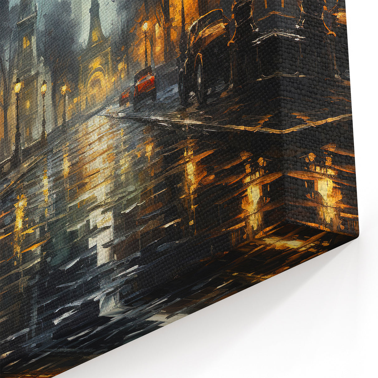 Romantic Paris Night Wall Art - Illuminated Street with Eiffel Tower