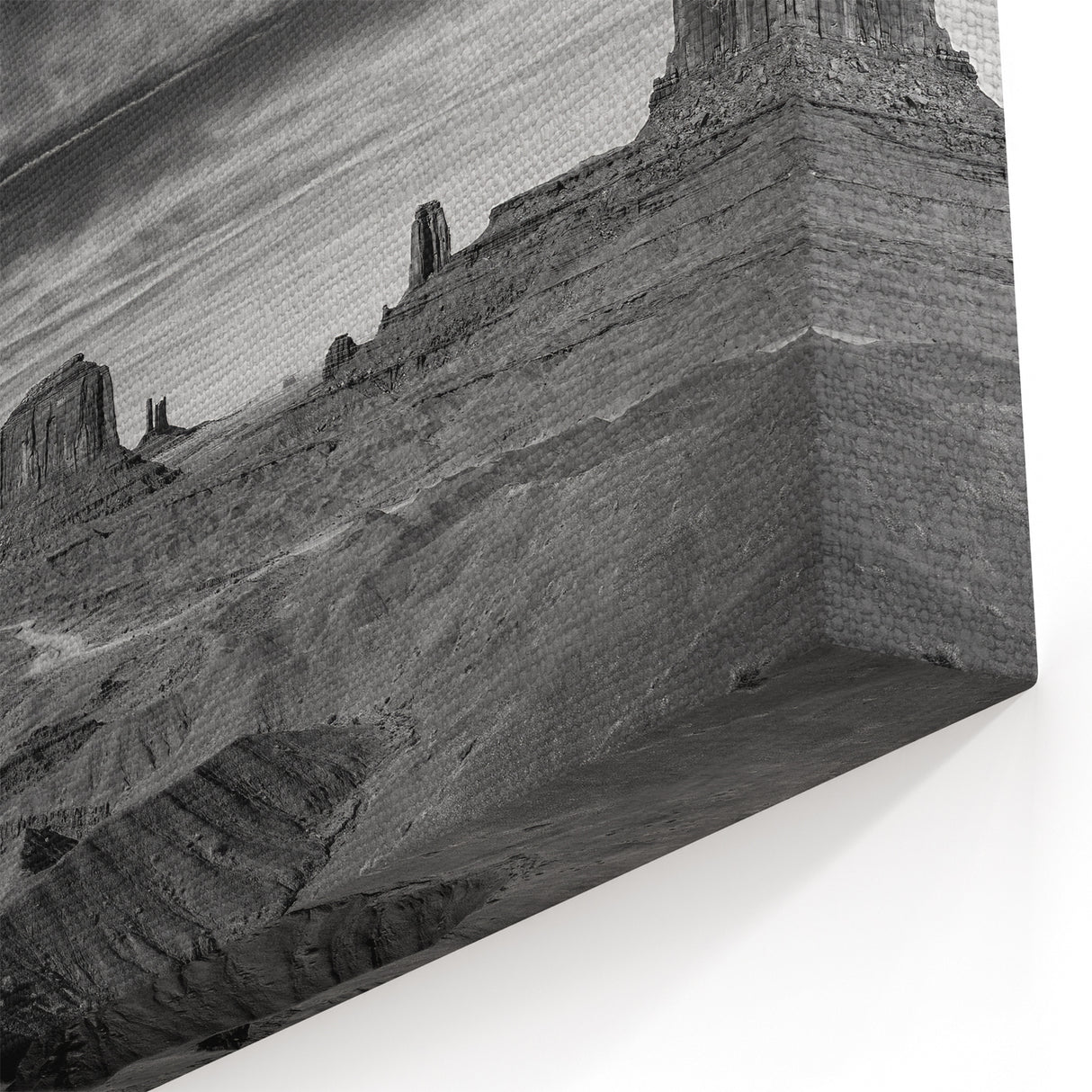 Monochrome Desert Valley Wall Art - Dramatic Black and White Print