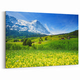 Vibrant Mountain Valley Wall Art - Scenic Alpine Meadow Canvas Print