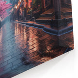 Serene Japanese Street Wall Art - Cherry Blossoms in Evening Light