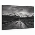 Stormy Mountain Road Wall Art - Black and White Dramatic Landscape Print