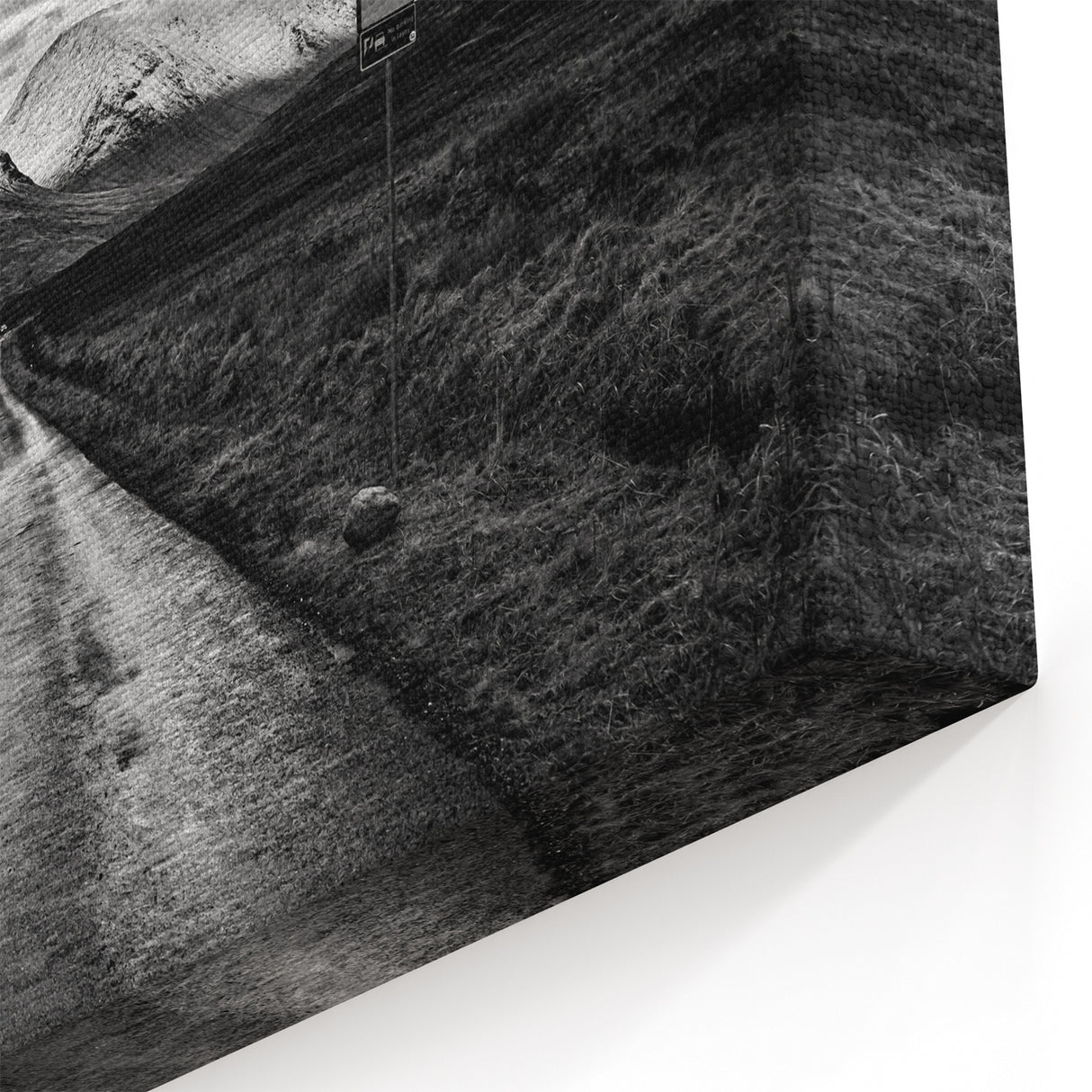 Stormy Mountain Road Wall Art - Black and White Dramatic Landscape Print