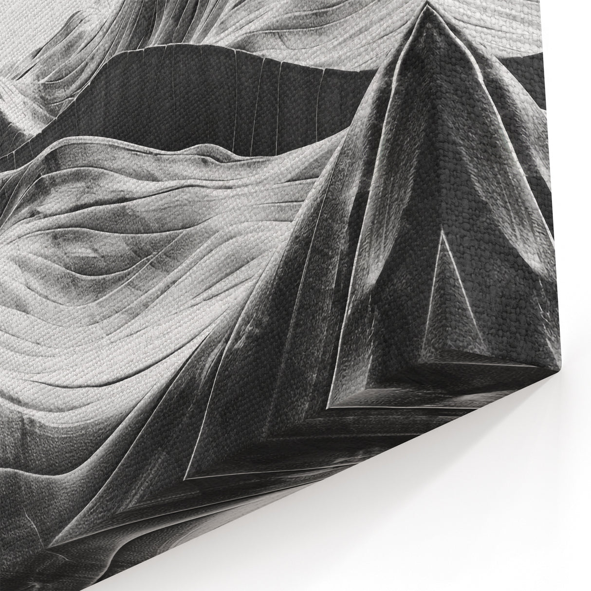 Abstract Monochrome Valley Wall Art - Black and White Landscape Print
