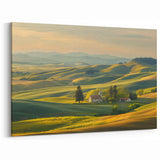 Rolling Hills Valley Wall Art - Serene Pastoral Landscape Canvas Print