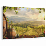 Vineyard Valley Wall Art - Rustic Wine Country Landscape Canvas Print