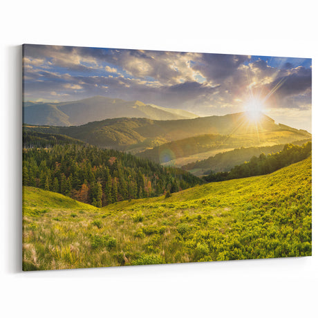Sunrise Over Valley Wall Art - Breathtaking Mountain Landscape Print