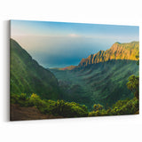 Serene Coastal Valley Wall Art - Scenic Mountain Valley Canvas Print