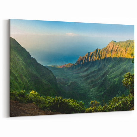 Serene Coastal Valley Wall Art - Scenic Mountain Valley Canvas Print