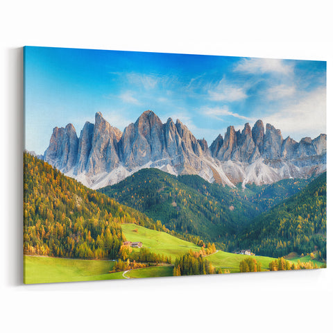 Majestic Mountain Valley Wall Art - Alpine Landscape Canvas Print