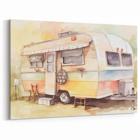 Vintage Caravan Wall Art - Retro RV Decor for Travel Enthusiasts