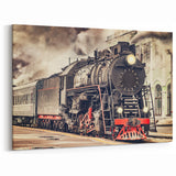 Vintage Steam Train Station Wall Art - Classic Locomotive Canvas Print
