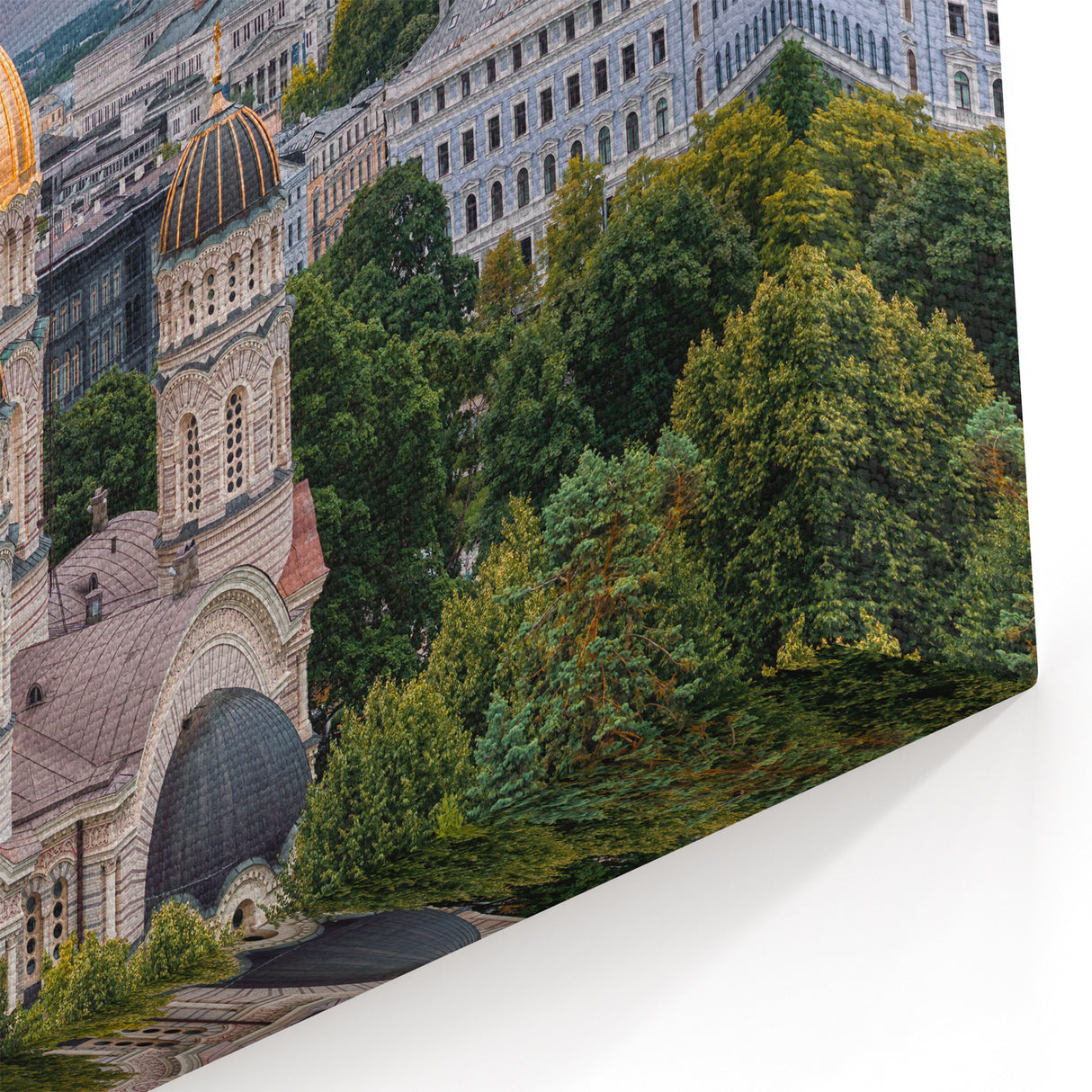 Golden Domes of Riga Canvas Print - Elegant European Architecture Art