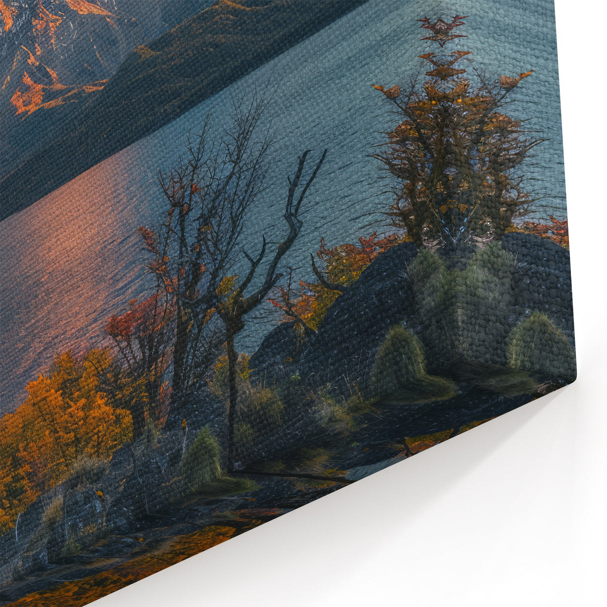 Majestic Volcano Lake Art – Vibrant Landscape Canvas Print