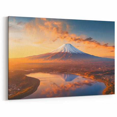 Sunset Over Volcano Art – Vibrant Landscape Canvas Wall Decor