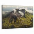 Aerial Volcano Landscape Art – Lush Green Mountain Canvas Print