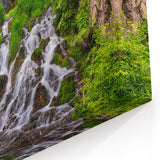 Verdant Waterfall Canvas - Lush Landscape Waterfall Painting for Home