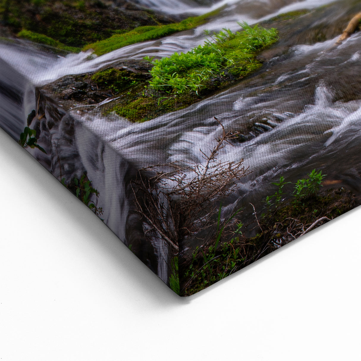 Verdant Waterfall Canvas - Lush Landscape Waterfall Painting for Home