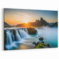Sunrise Waterfall Canvas - Serene Morning Landscape Waterfall Painting