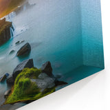 Sunrise Waterfall Canvas - Serene Morning Landscape Waterfall Painting