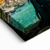 Vibrant Waterfall Canvas - Exotic Pink and Orange Landscape Painting