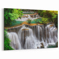 Cascading Waterfall Canvas - Serene Multi-Tiered Landscape Painting