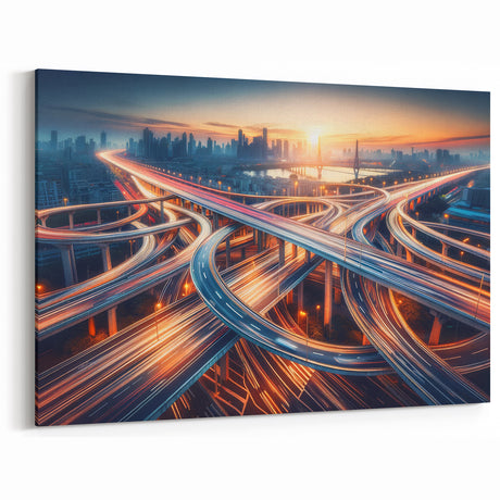 Dynamic City Overpass Art – Vibrant Urban Roadway Canvas for Modern Spaces