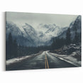 Misty Mountain Road Art – Serene Winter Pathway Canvas for Tranquil Decor