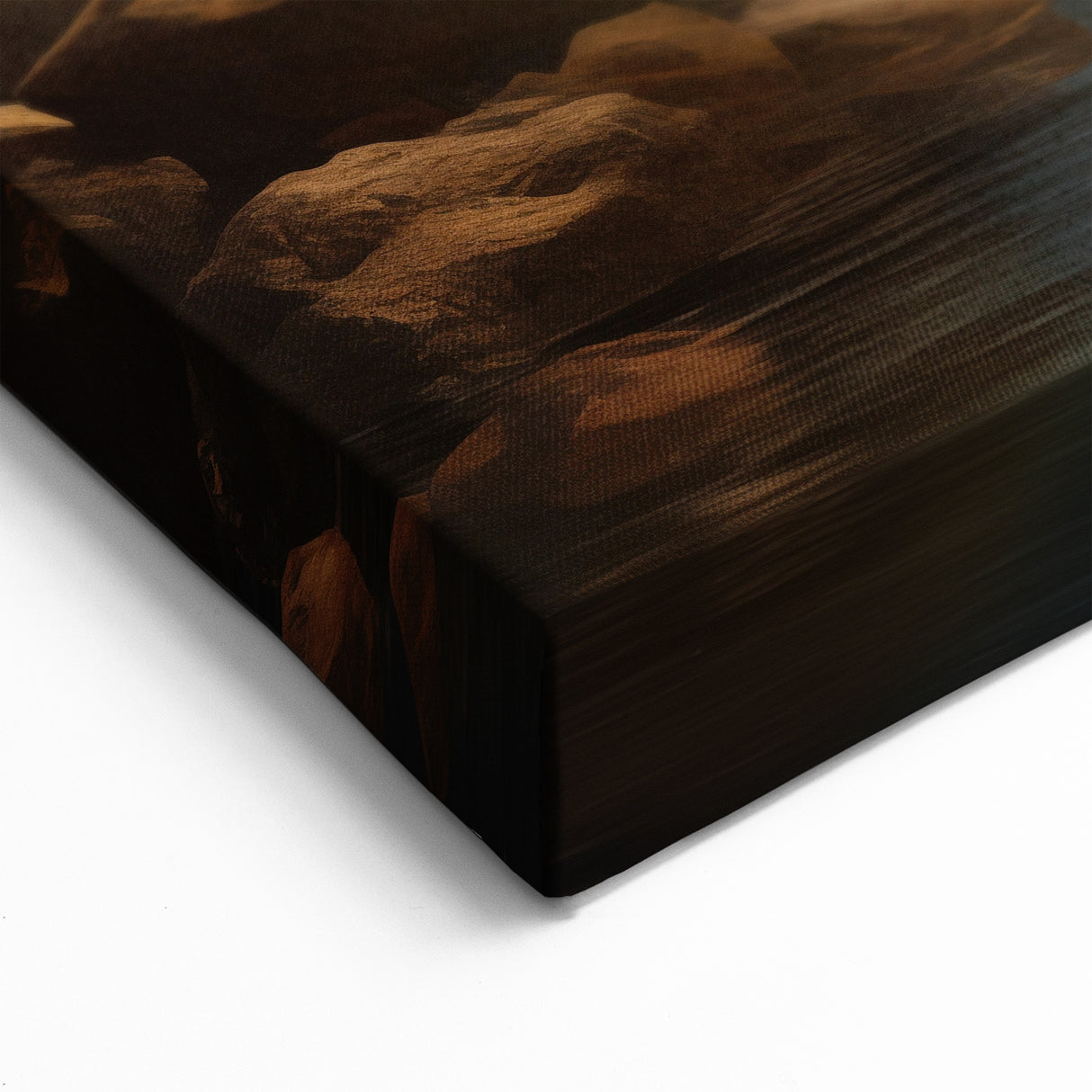Sunset Glow Waterfall Canvas - Enchanting Pink and Orange Landscape Painting