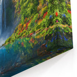 Majestic Waterfall Canvas - Vibrant Landscape with Lush Greenery