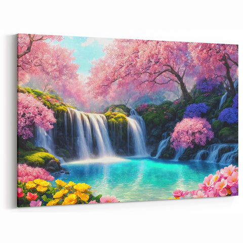 Tranquil Waterfall Picture - Vibrant Nature Scene Wall Art for Home Decor