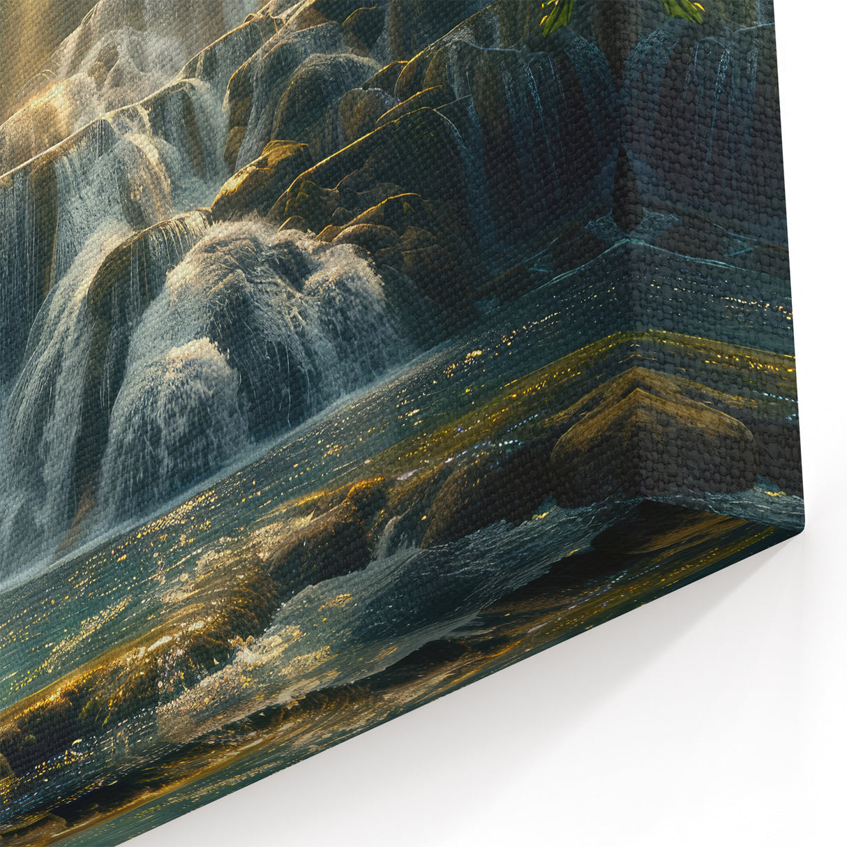 Serene Waterfall Canvas - Landscape Waterfall Painting for Home Decor