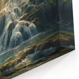 Serene Waterfall Canvas - Landscape Waterfall Painting for Home Decor