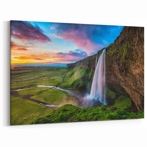 Vibrant Waterfall Canvas - Majestic Nature Scene Wall Art for Home Decor