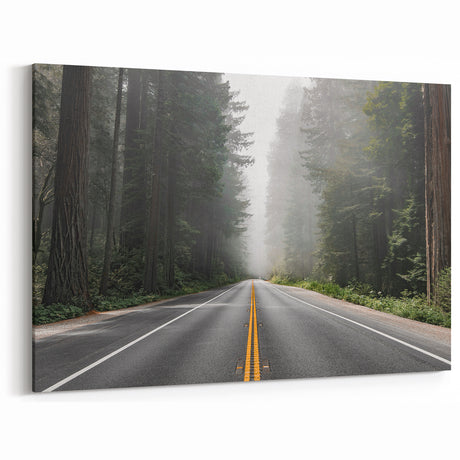 Misty Forest Road Art – Serene Woodland Pathway Canvas for Calm Decor