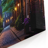 Cozy Evening Street Art – Serene Cobblestone Pathway Canvas for Warm Decor