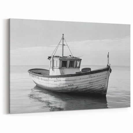 Vintage Fishing Boat Wall Art - Nautical Canvas for Rustic Decor