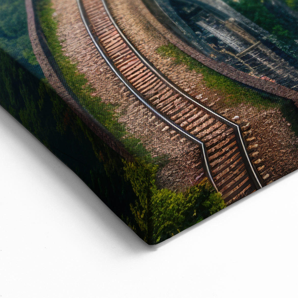 Misty Forest Train Wall Art - Serene Locomotive in Lush Greenery Print
