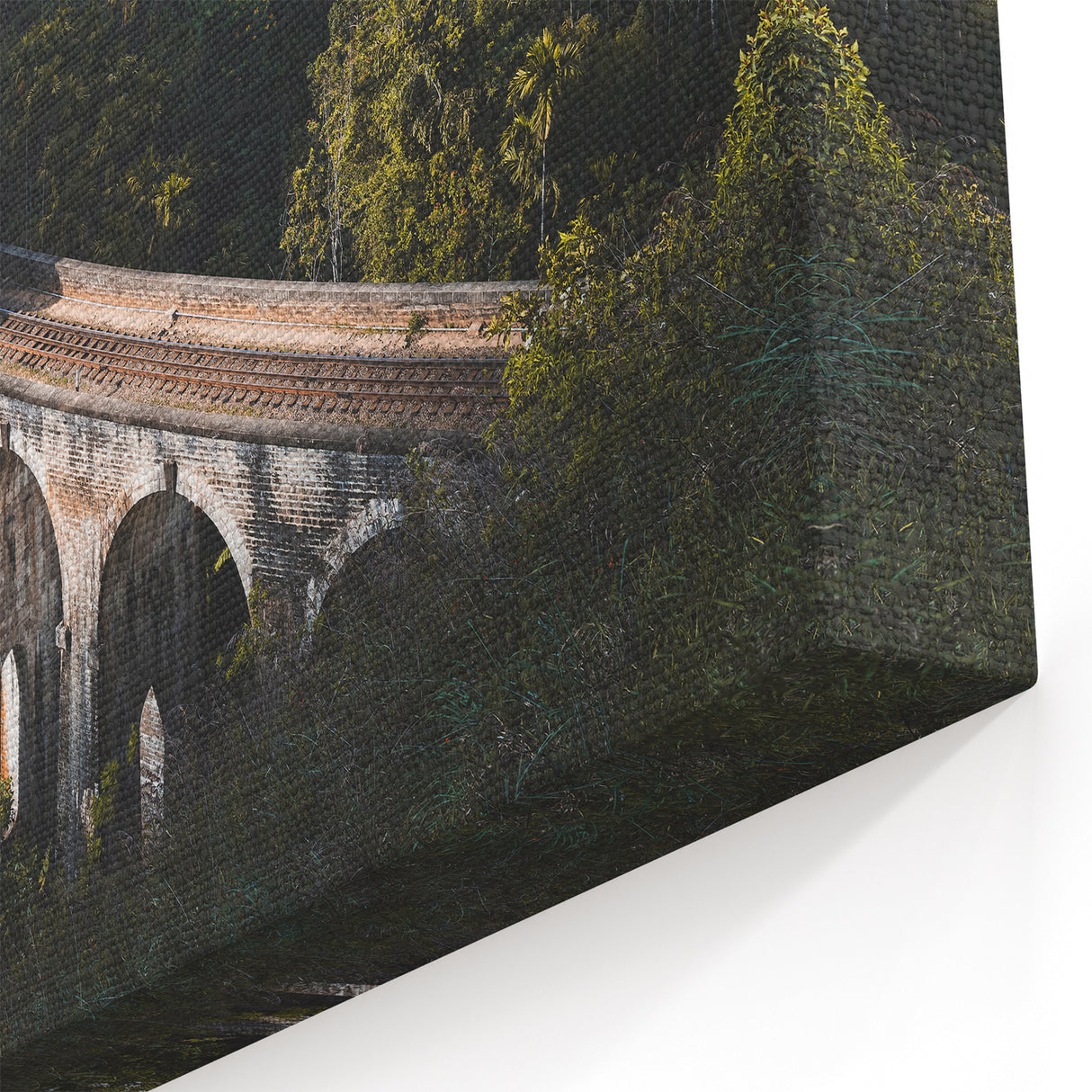 Blue Train in Misty Forest Wall Art - Serene Locomotive Canvas Print