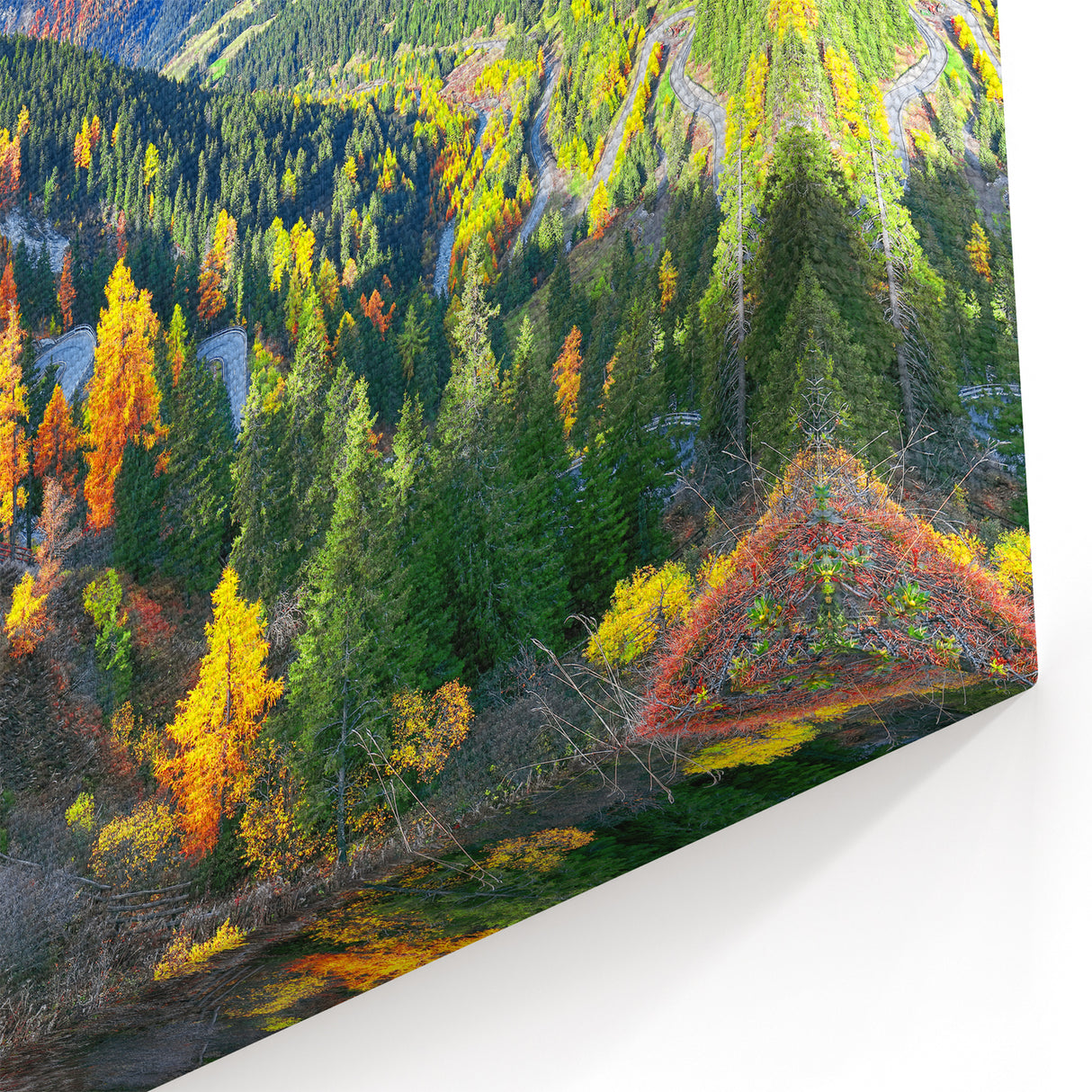 Vibrant Autumn Mountain Road – Scenic Fall Landscape Photography Print