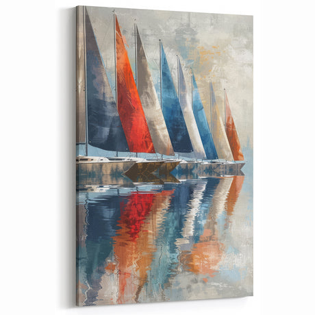 Vibrant Sailboats Wall Art - Colorful Nautical Canvas for Modern Decor