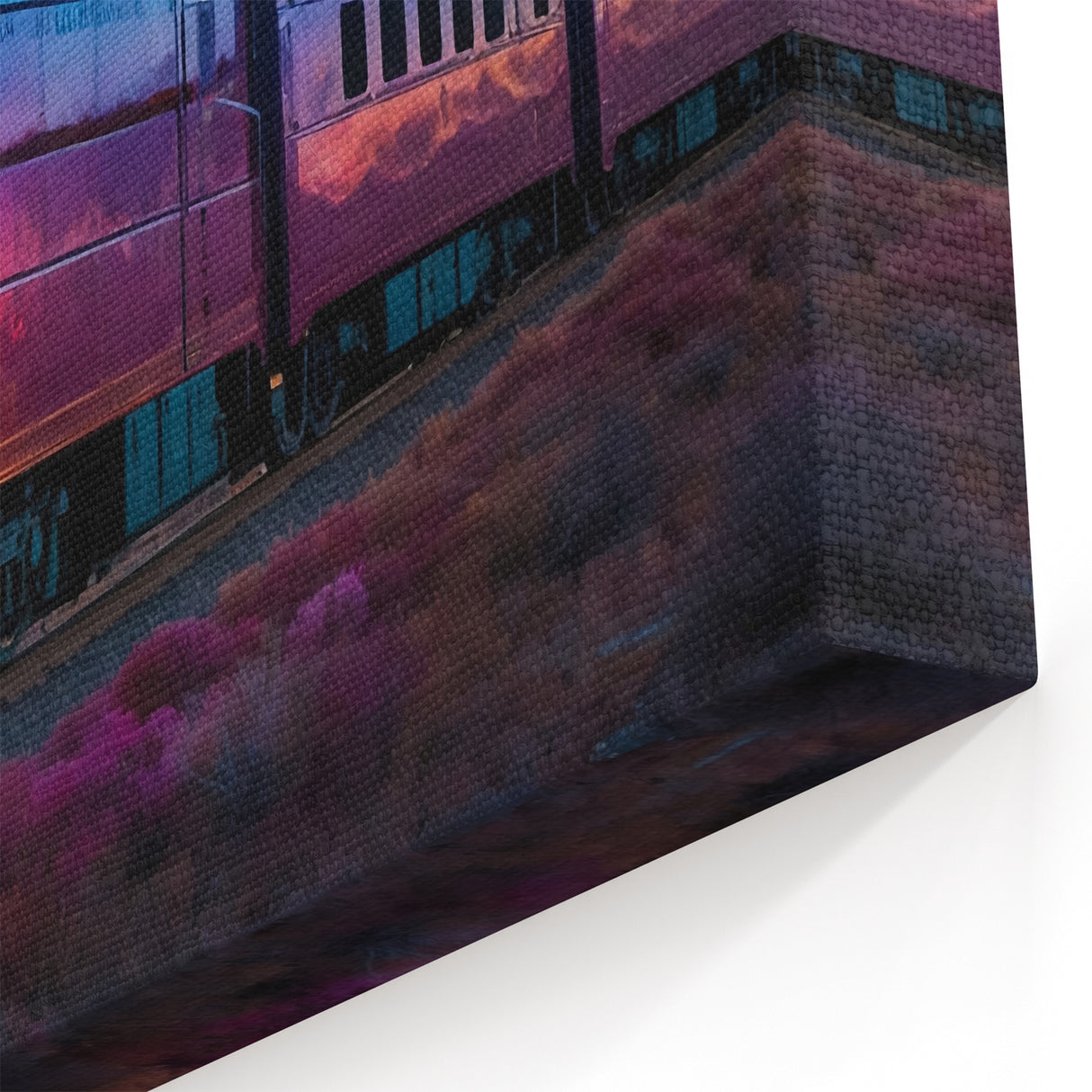 Vibrant Sunset Train Wall Art - Colorful Locomotive Canvas Print