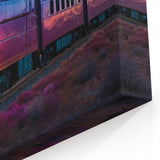 Vibrant Sunset Train Wall Art - Colorful Locomotive Canvas Print