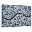 Snowy Forest Road Wall Art - Winter Wonderland Aerial Landscape Print