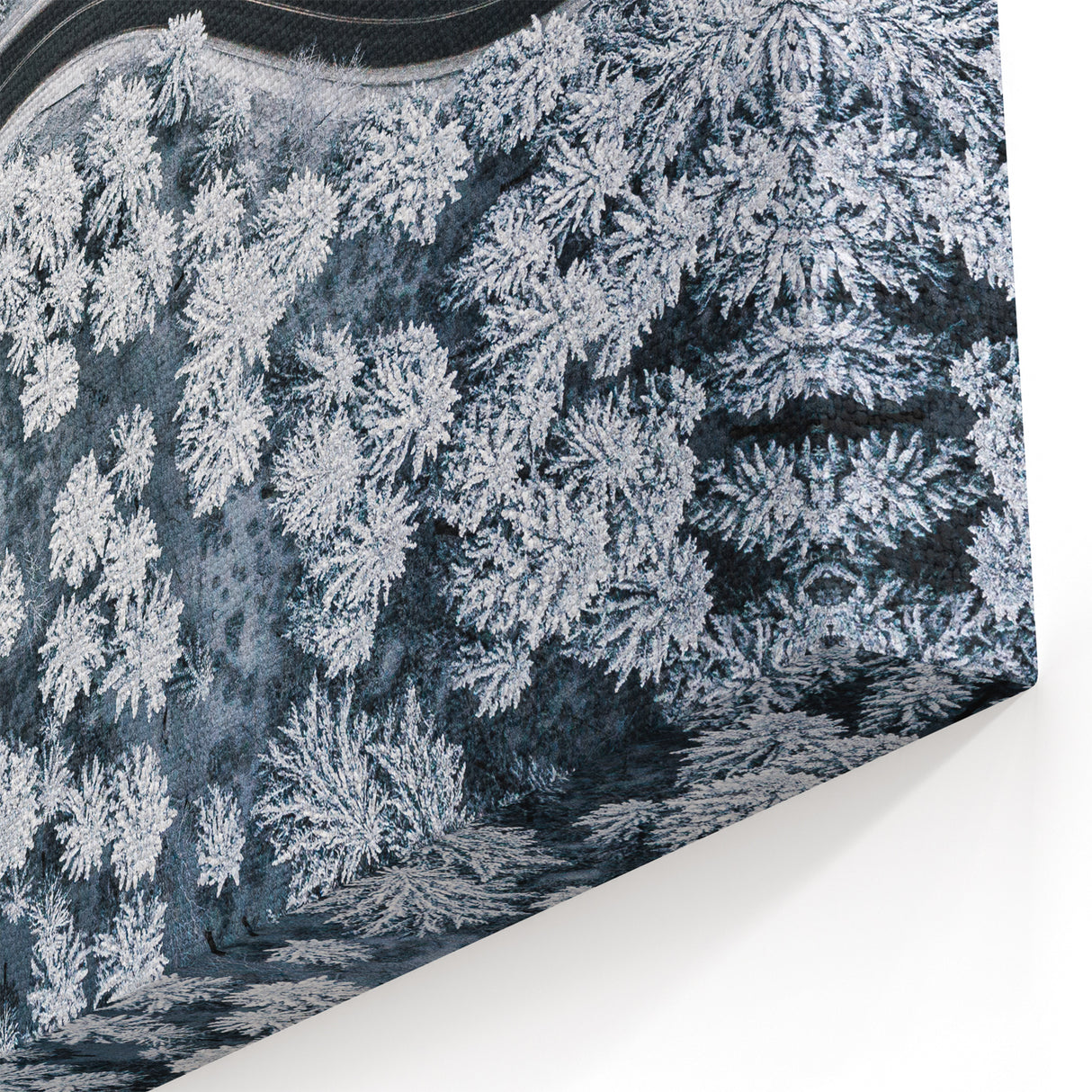 Snowy Forest Road Wall Art - Winter Wonderland Aerial Landscape Print