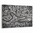 Black and White Forest Road Wall Art - Aerial Curved Pathway Print
