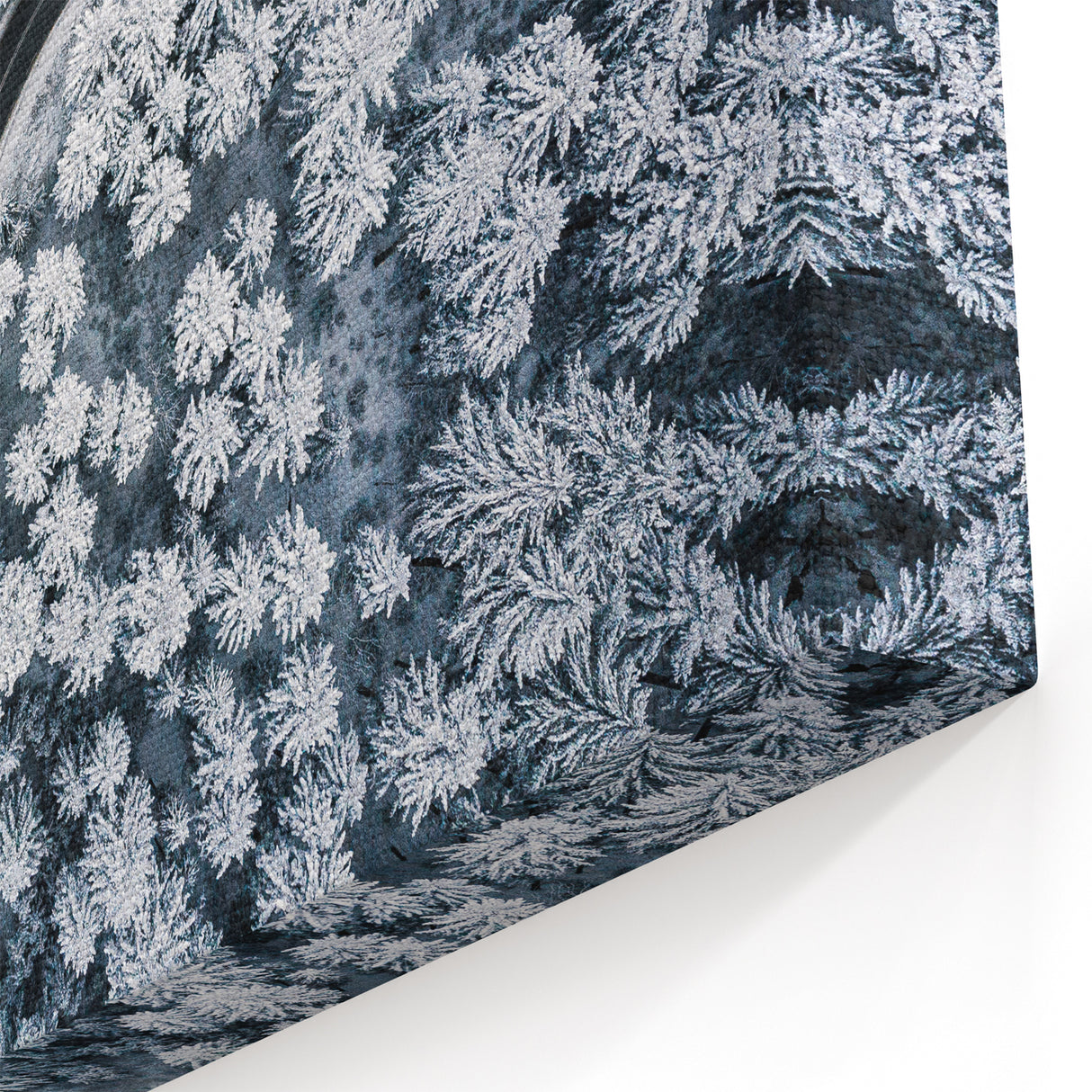 Snowy Pine Forest Road Wall Art - Aerial Winter Wonderland Print