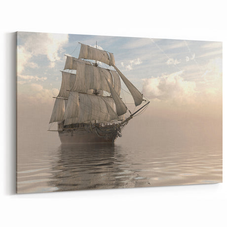 Serene Sailing Ship Wall Art - Nautical Vintage Maritime Decor