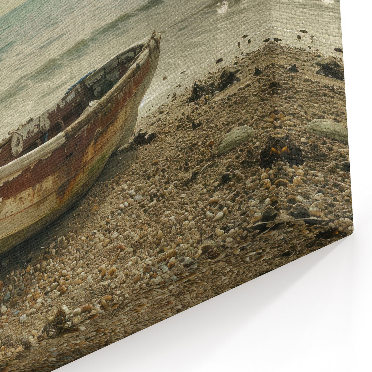 Weathered Rowboat Wall Art - Coastal Serenity Nautical Decor
